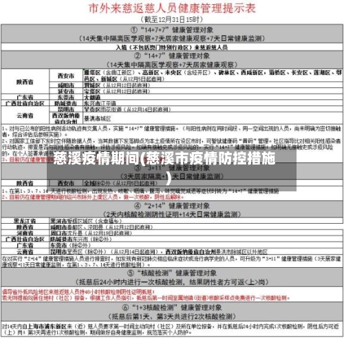 慈溪疫情期间(慈溪市疫情防控措施)